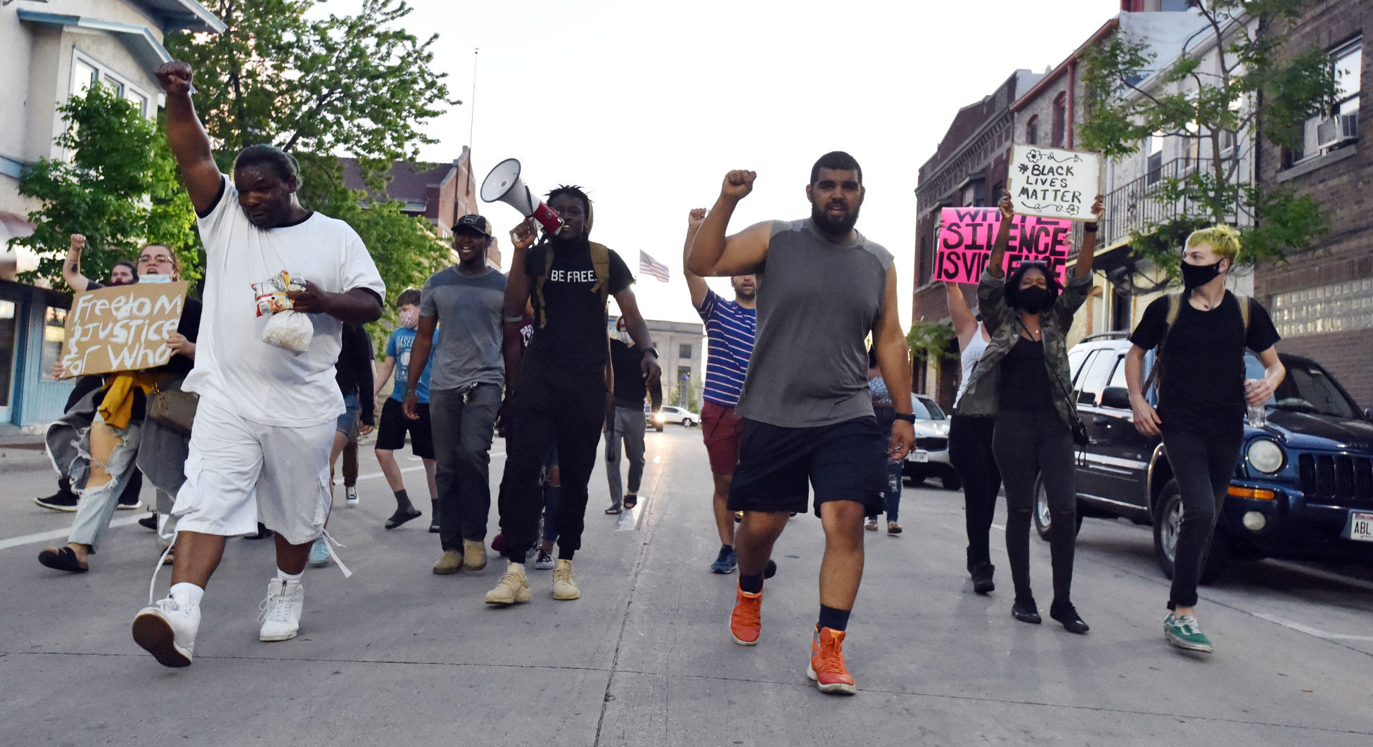 Marchers in Downtown Racine